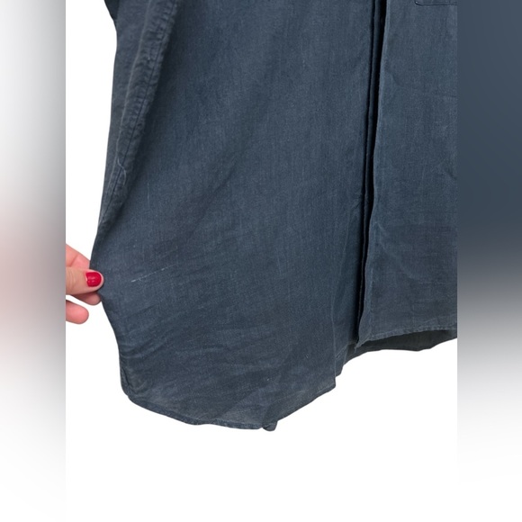 Charcoal grey linen short sleeve shirt - Picture 3 of 5